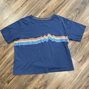 Patagonia Ridge Rise Blue Boxy Crop Top Medium